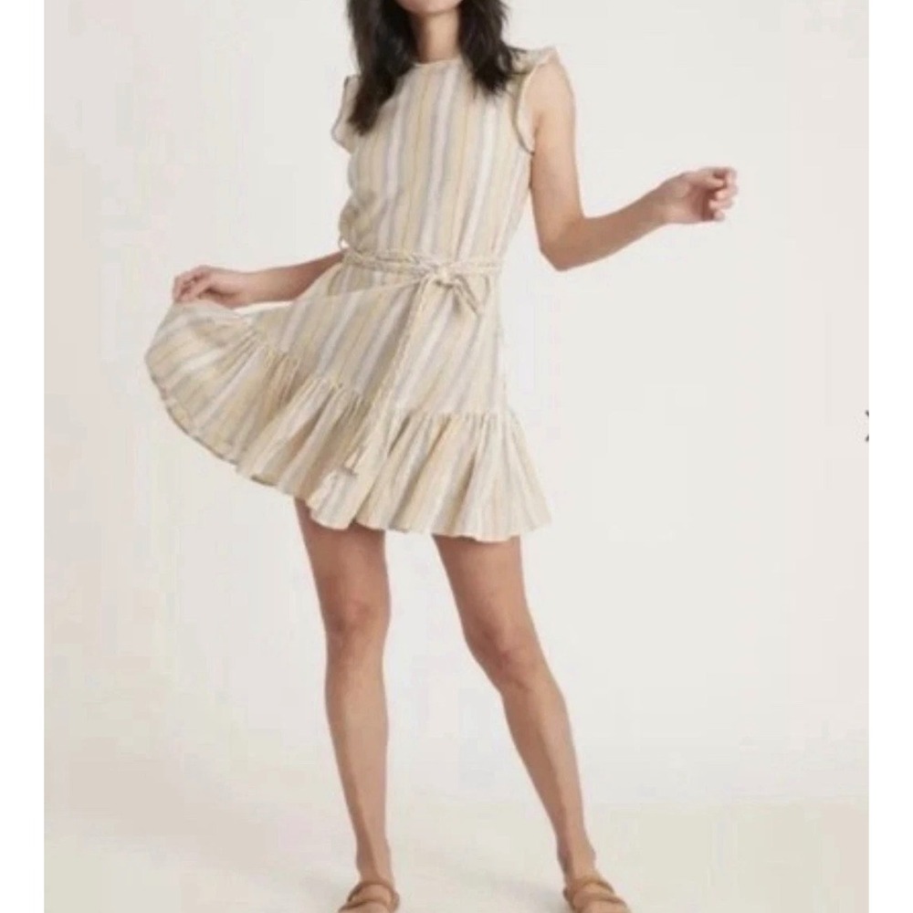 Marine Layer Laney Mini Dress Beachy Stripe XL NWT Linen Blend